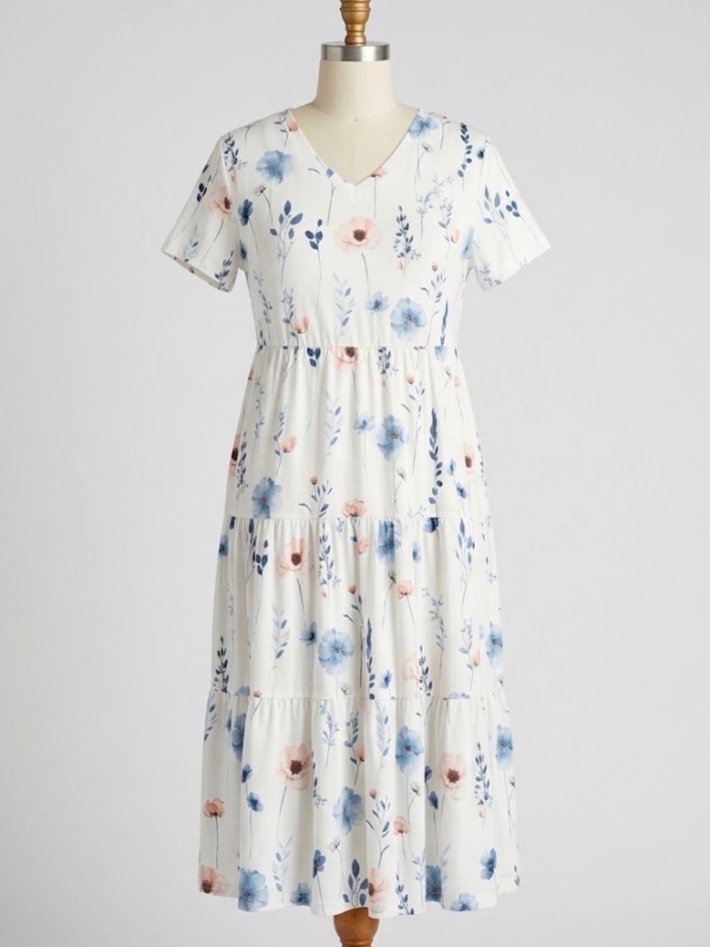 NWT Floral Tiered Maxi Dress 2X Plus Size In'Voland Boho Summer Prairie Wedding